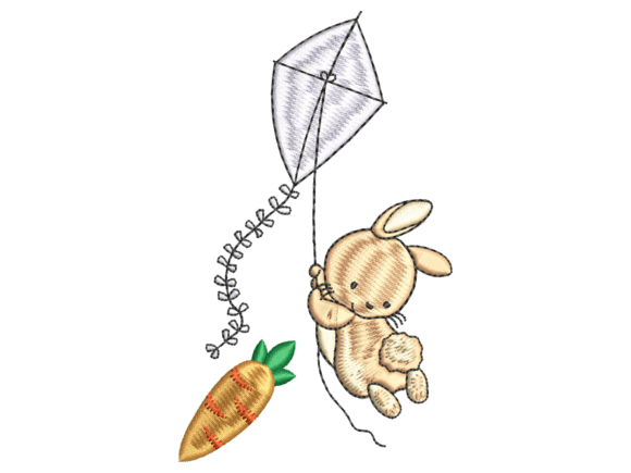 Cute Bunny Kite Carrot Embroidery Review