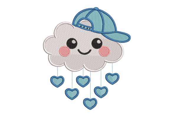 Cute Cloud with Cap Hearts Embroidery Review
