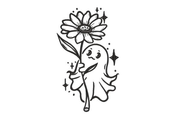 Cute Ghost with Flower – Spooky Sweet