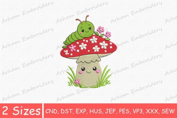 Cute Kawaii Caterpillar on Mushroom Review