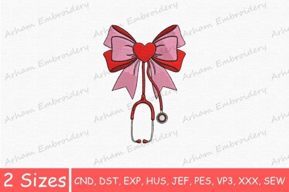 Nurse Stethoscope Bow Embroidery Review