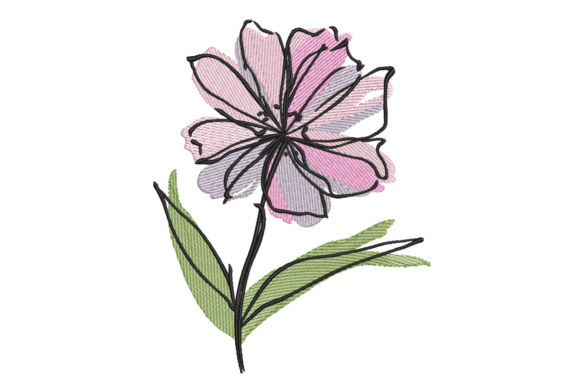 Pink Sketch Flower – Watercolor Embroidery Review