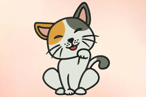 Playful Paw Licking Cat