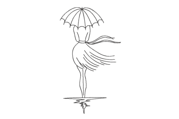 Windy Umbrella Girl – Line Art Embroidery Review
